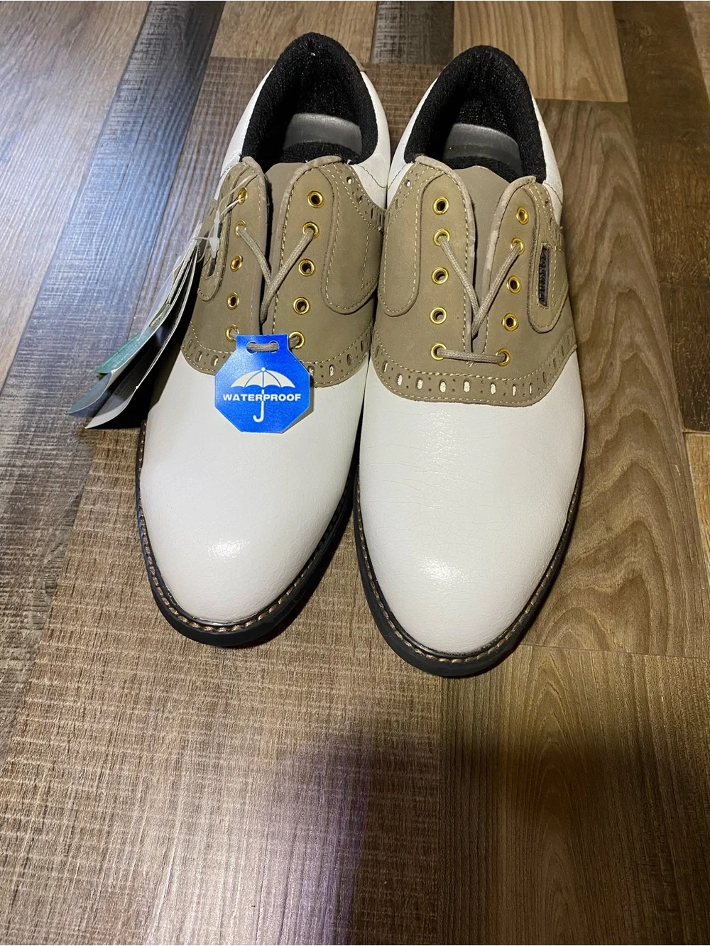 Men's White and Tan Oxford Derby Shoes - Unbranded